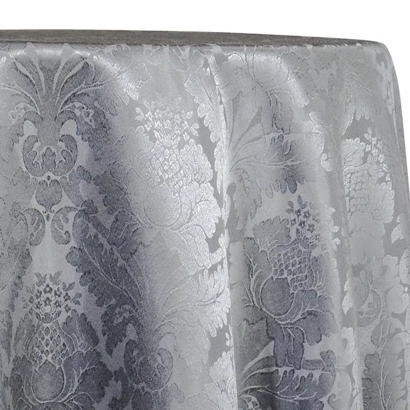1pc - Damask Poly Table Linen 110" Round - Silver 1310