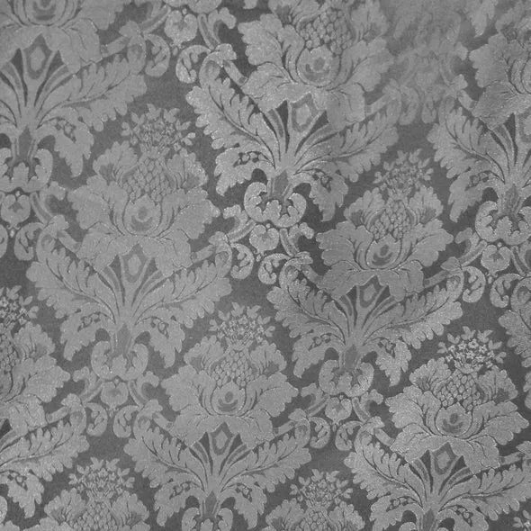 1pc - Damask Poly Table Linen 110" Round - Silver 1310