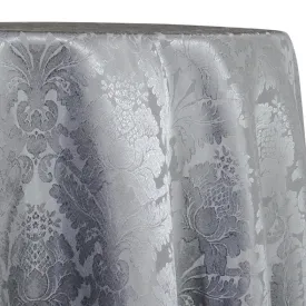 1pc - Damask Poly Table Linen 110" Round - Silver 1310