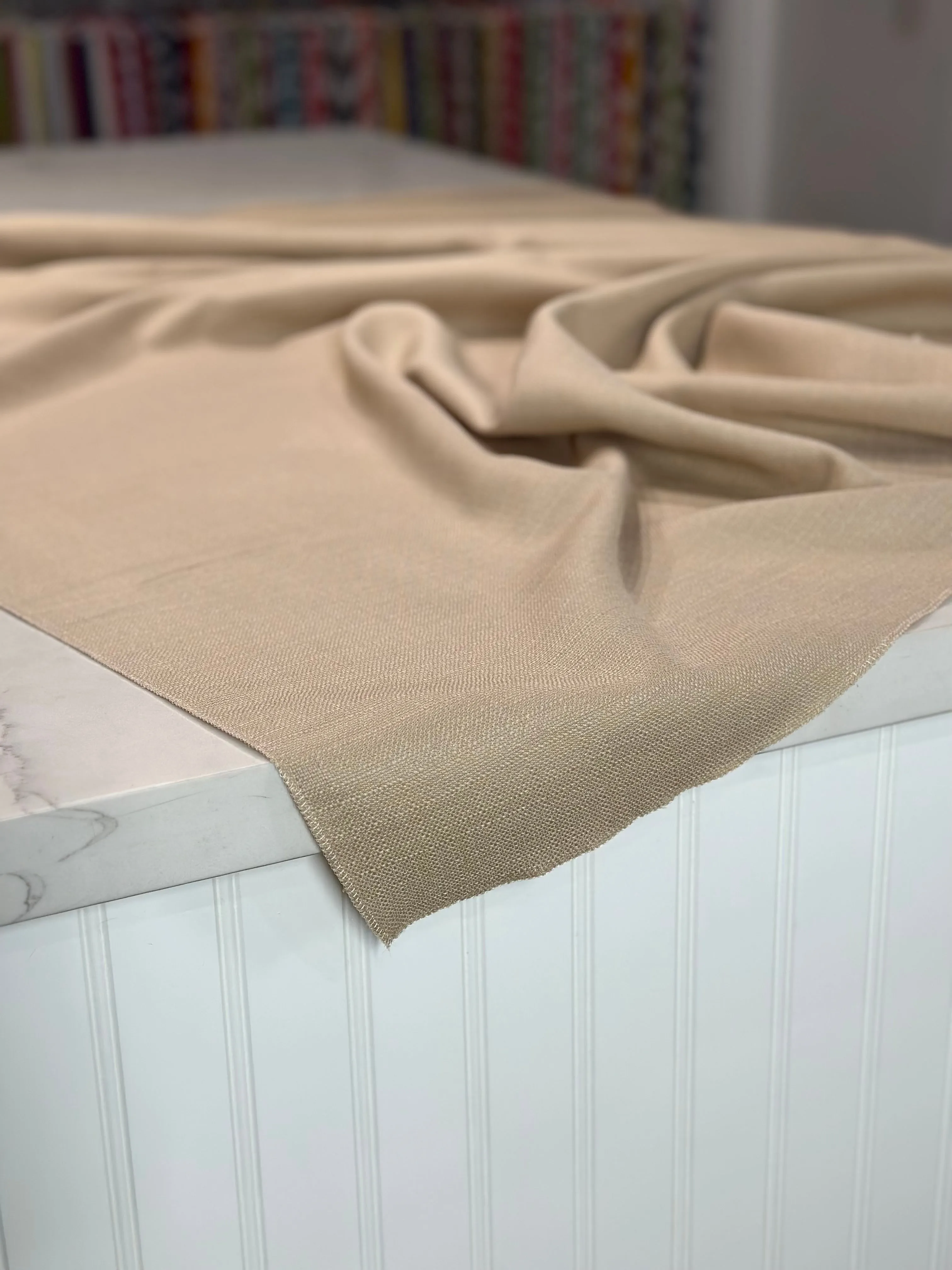 1pc - Rustic Linen Table Linen 90"X156" Banquet - Wheat