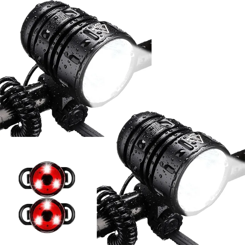 2000 Lumens Waterproof  Rechargeable LED Bike Light With Bicycle Safety Lights