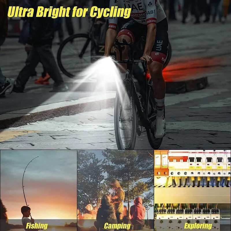 2000 Lumens Waterproof  Rechargeable LED Bike Light With Bicycle Safety Lights