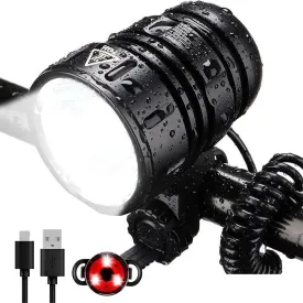 2000 Lumens Waterproof  Rechargeable LED Bike Light With Bicycle Safety Lights