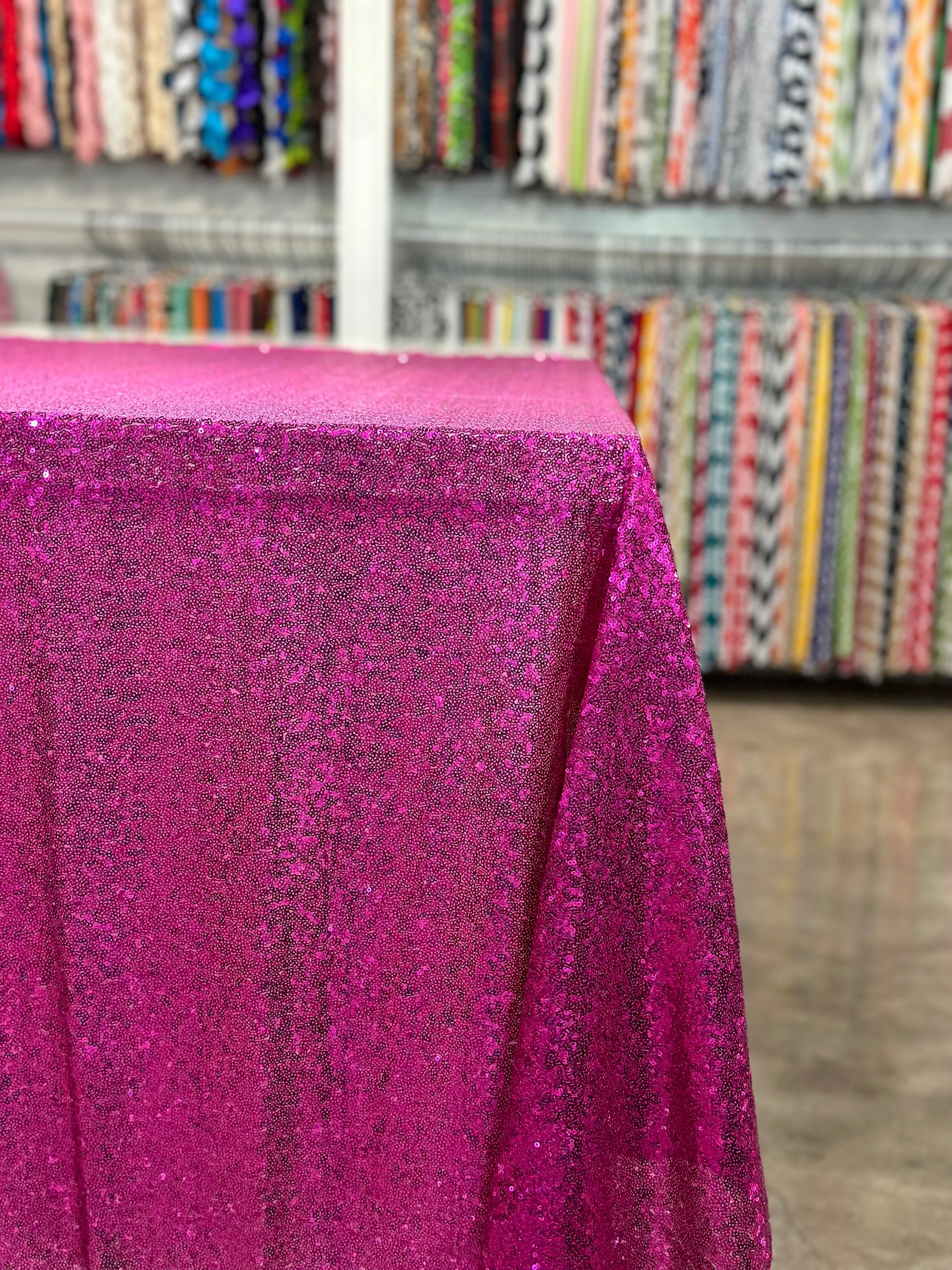 2pcs - Glitz Sequins Table Linen 90"x156" Banquet - Fuchsia