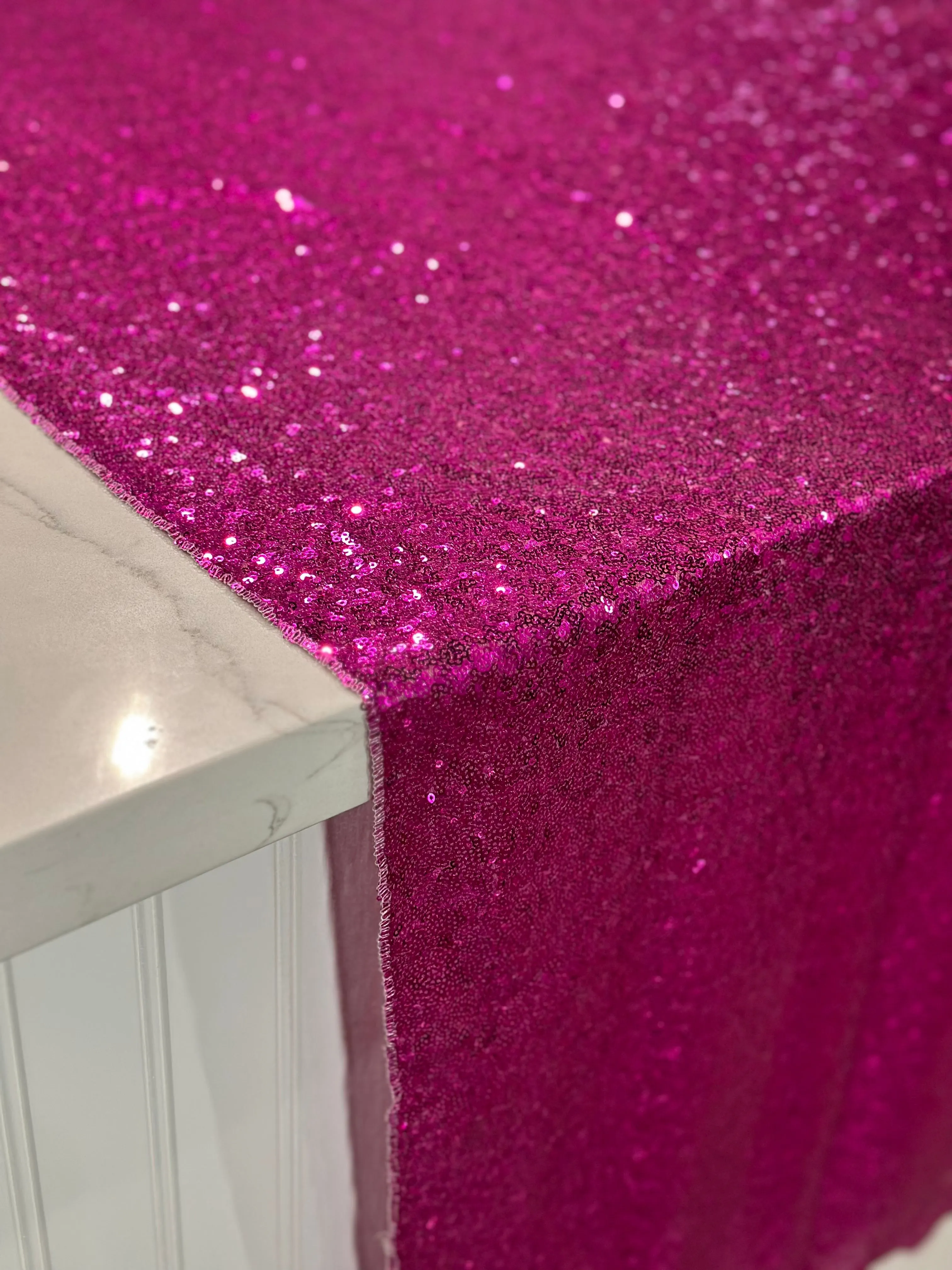 2pcs - Glitz Sequins Table Linen 90"x156" Banquet - Fuchsia