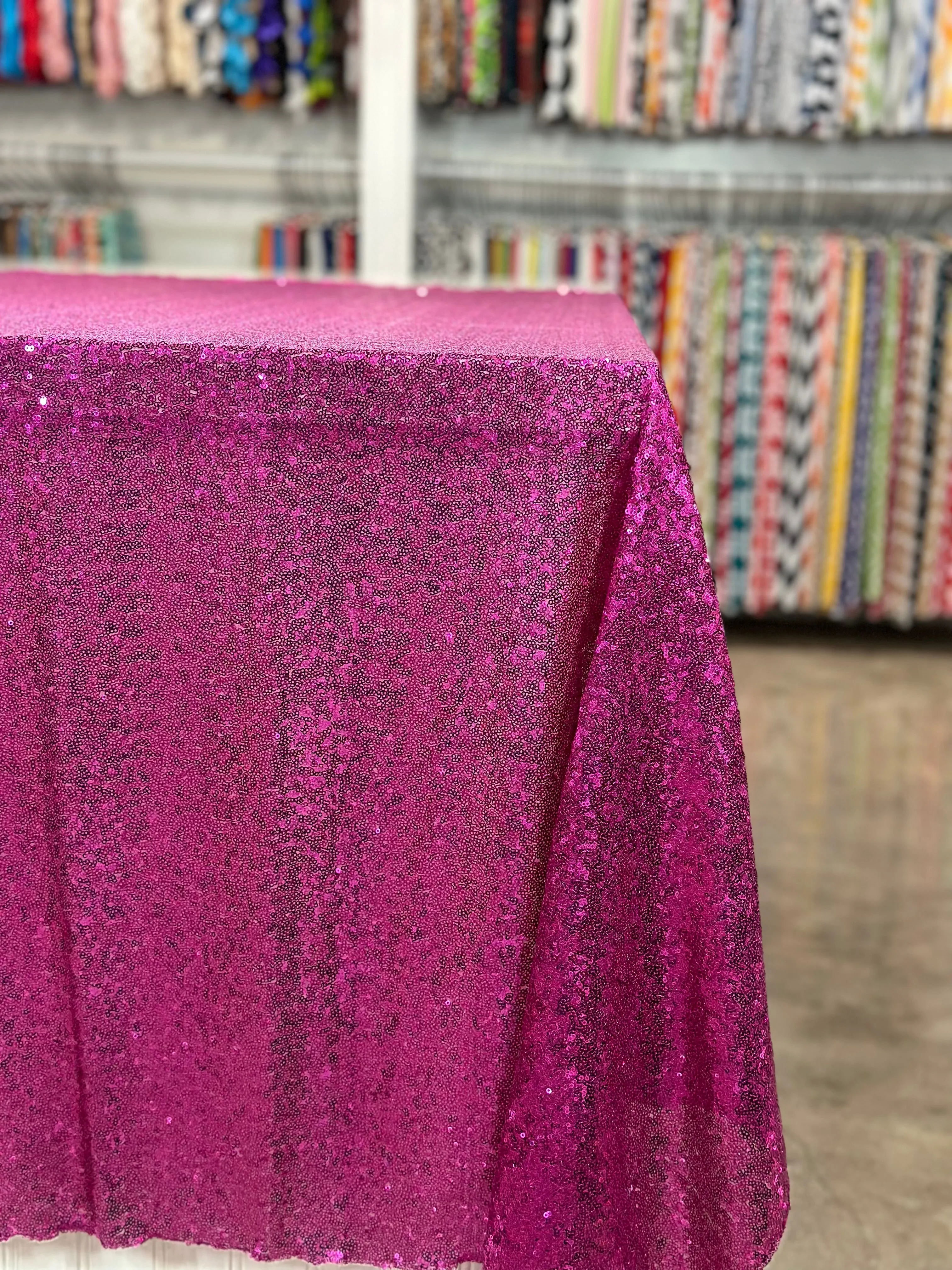 2pcs - Glitz Sequins Table Linen 90"x156" Banquet - Fuchsia