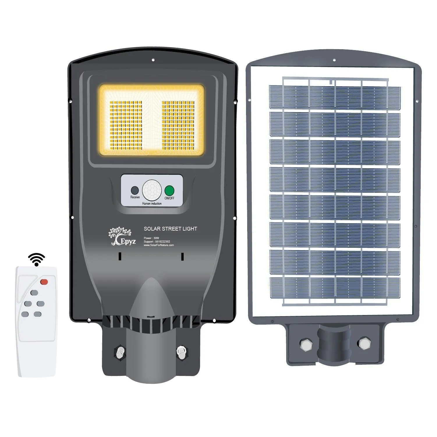 30 Watt Solar Street Lights for Outdoor ( Warm Light )