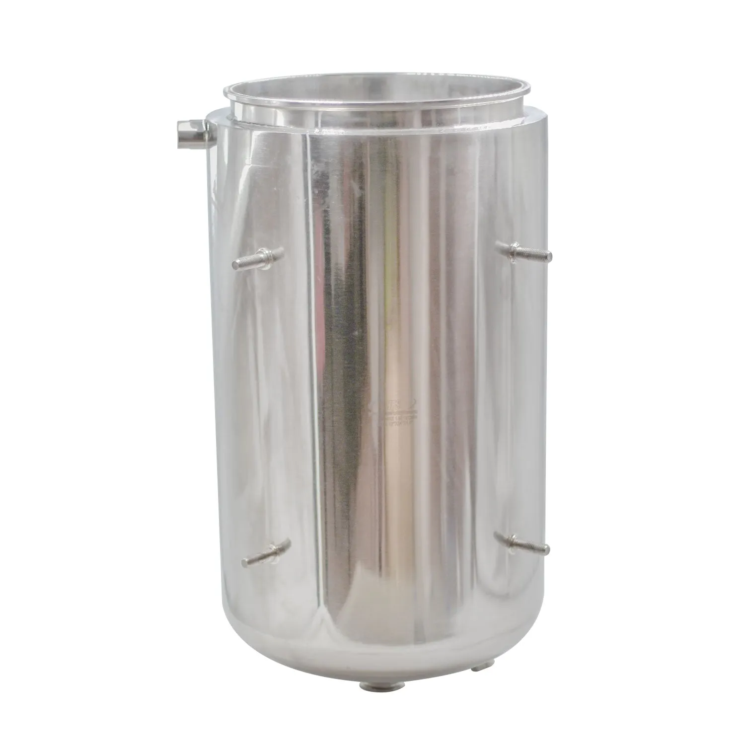 45 L Jacketed Vessel Base Container 12'' Tri Clamp, 24" Tall w/ 1.5" Tri Clamp Round Base