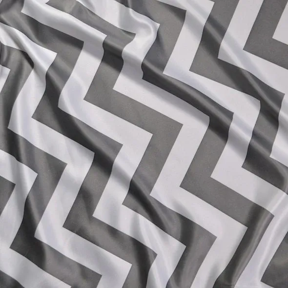 5pcs - Chevron Print (Lamour) Table Runner 14"x108" - Charcoal and White