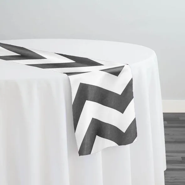5pcs - Chevron Print (Lamour) Table Runner 14"x108" - Charcoal and White