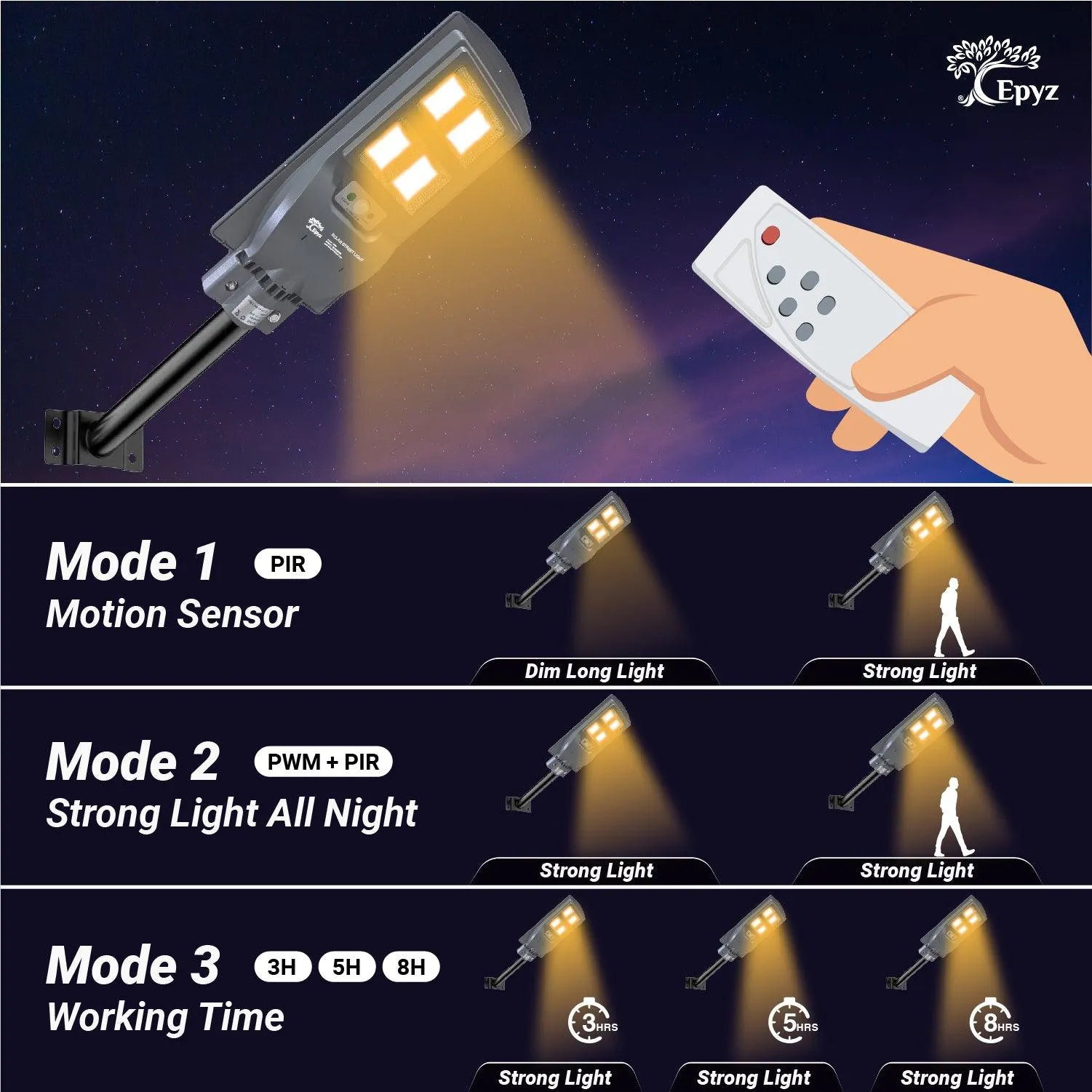 60 Watt Solar Street Lights for Garden (Warm Light )