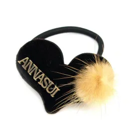 Black Heat with Fur Ponytail Holder