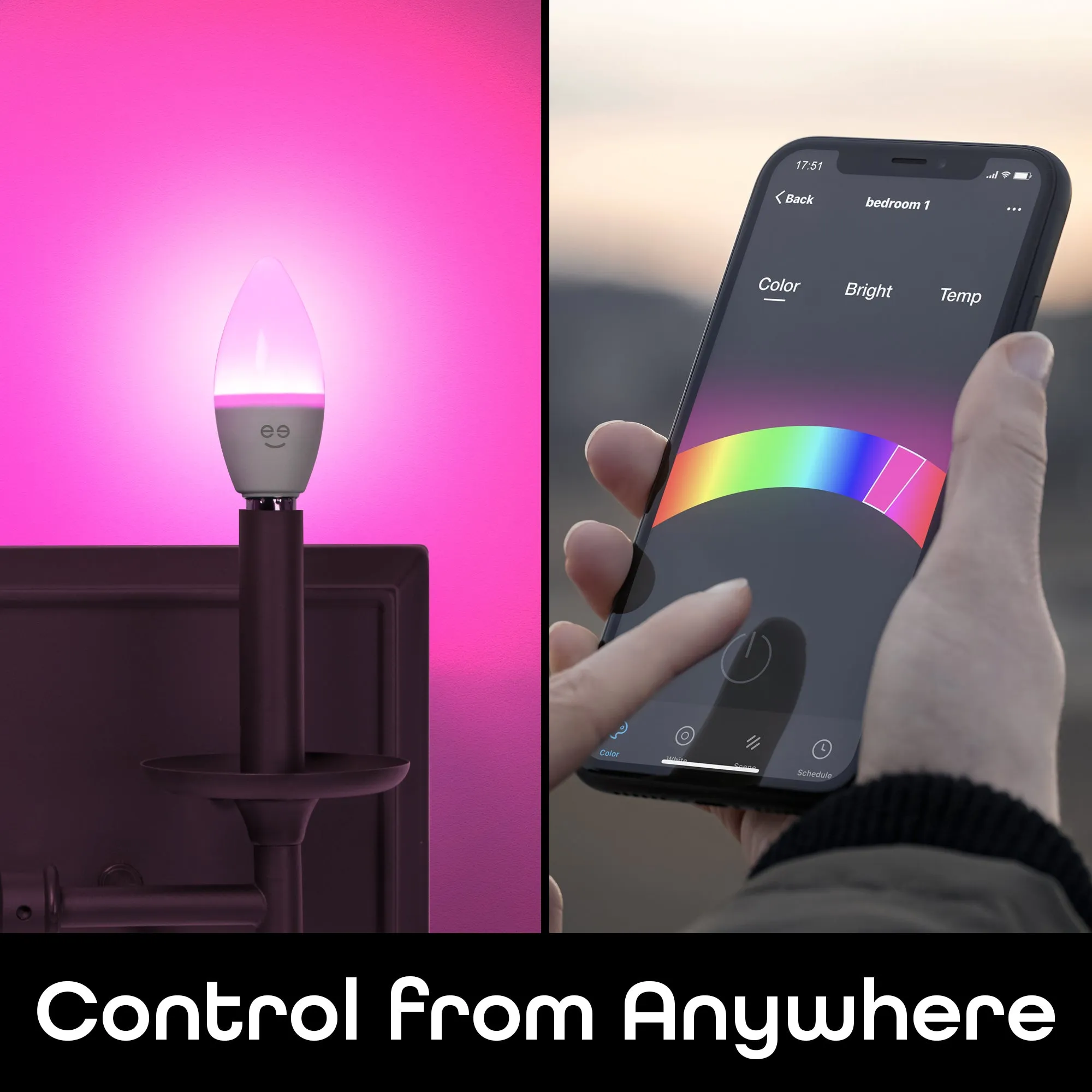 Geeni Prisma E12/B11 Smart Bulb - Multicolor and Tunable White (4-Pack)