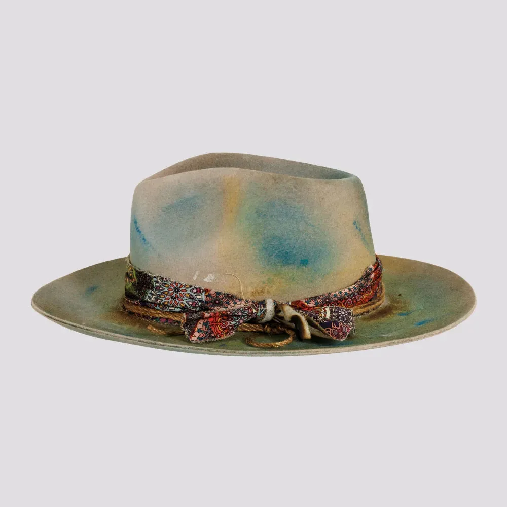 Graffiti | Mens Wool Felt Pinch Front Fedora Hat with Raw Edge